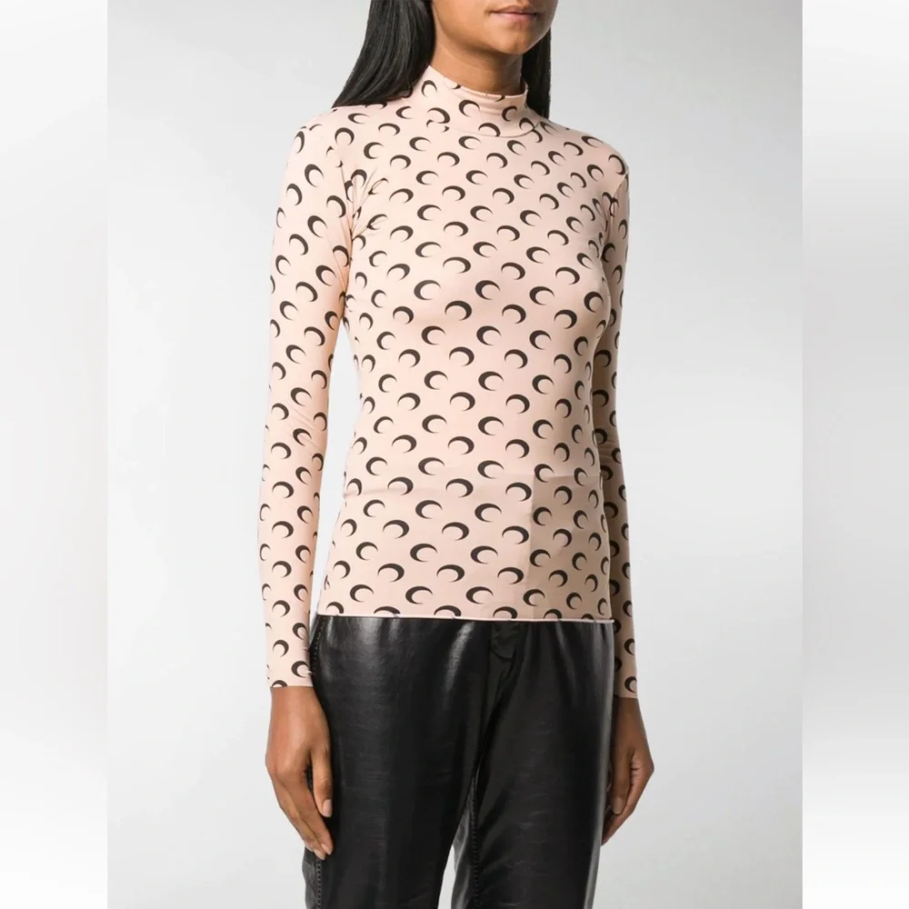 MARINE SERRE β’ Moon Print Turtleneck Second Skin Top - Picture 3 of 16